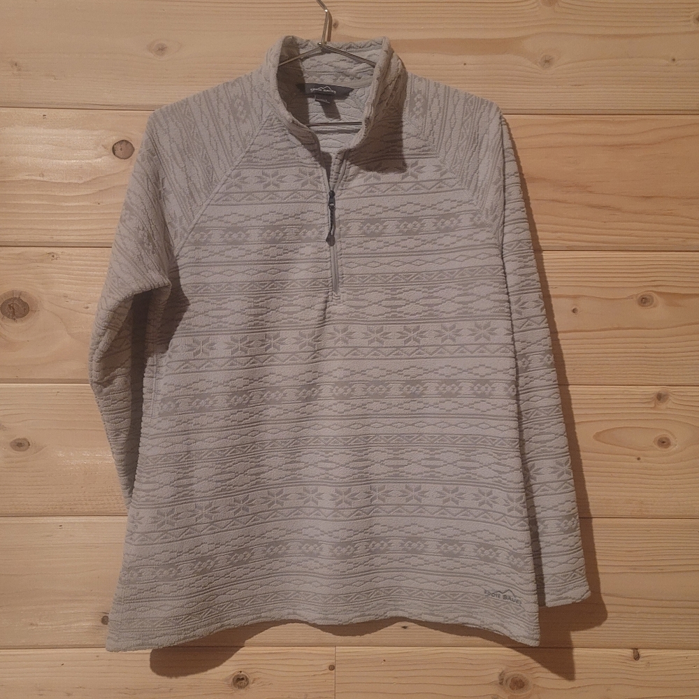Eddie Bauer Women's Quest Fleece 1/4 Zip Mock Neck Sweater Aztec Size L 21x26
